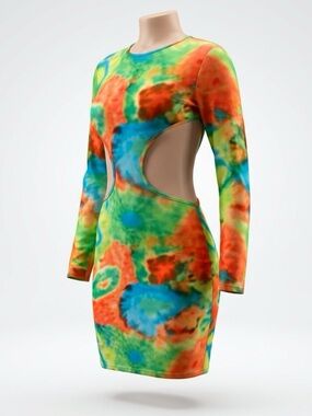 Vibrant Multicolor Cutout Bodycon Dress